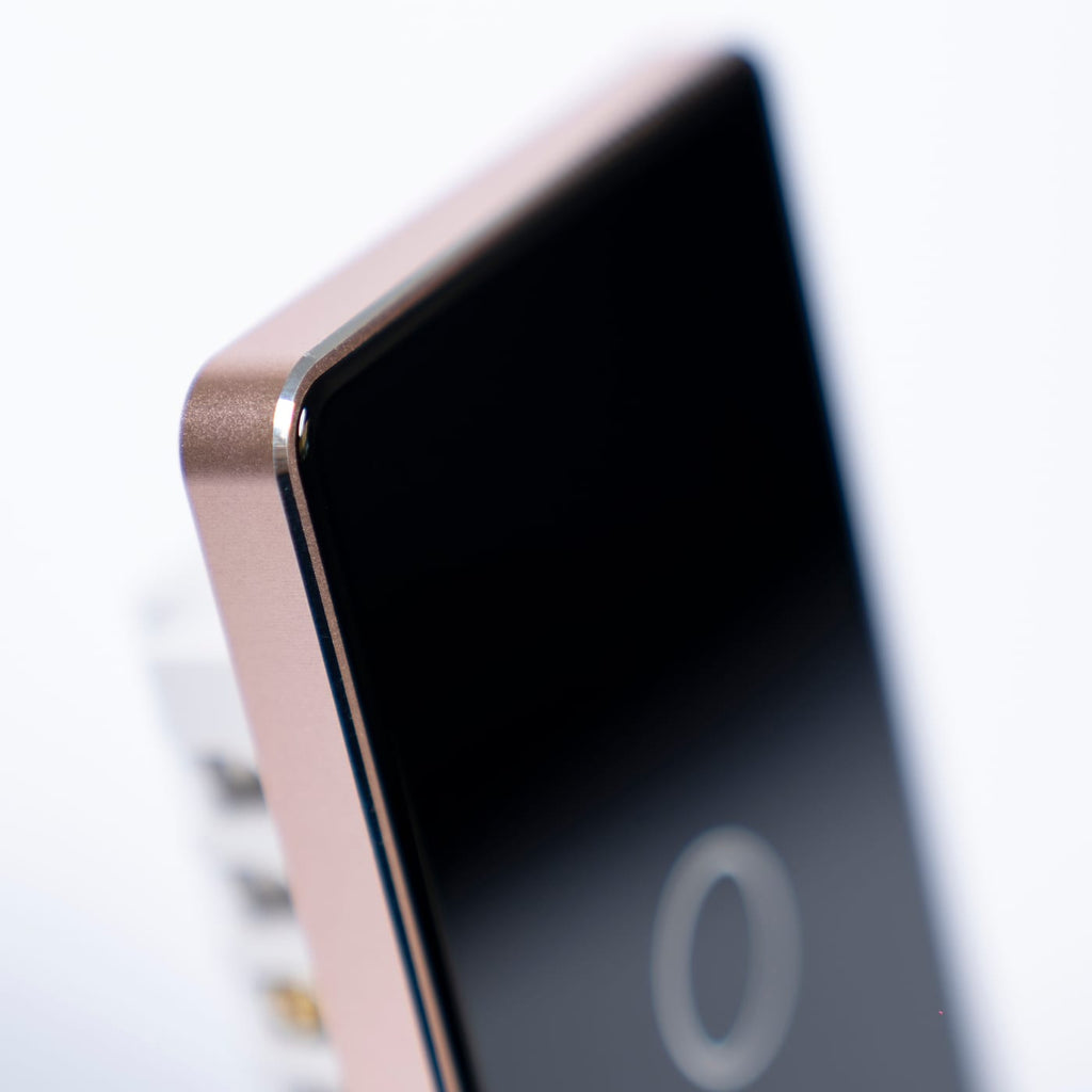 OSH 1 Gang Smart Light Switch black face gold frame detail view