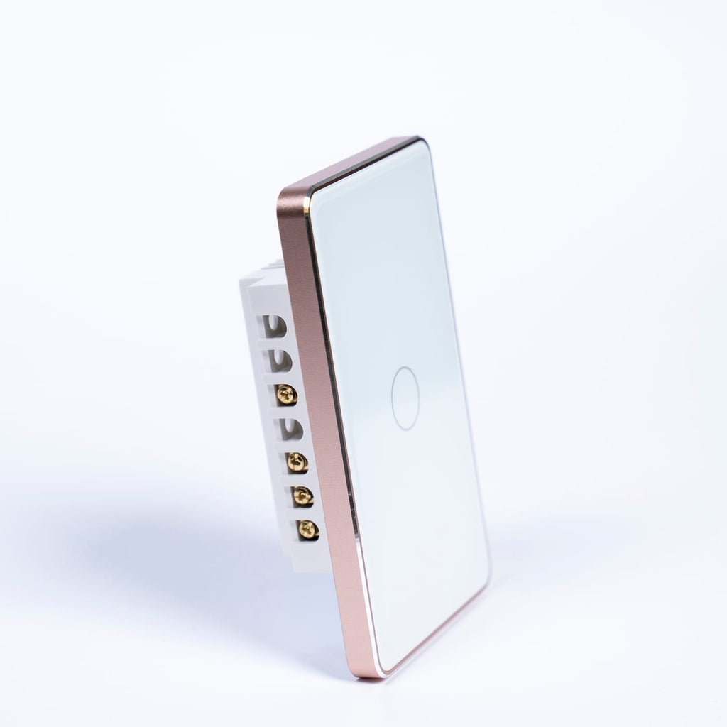 OSH 1 Gang Smart Light Switch white face gold frame side view