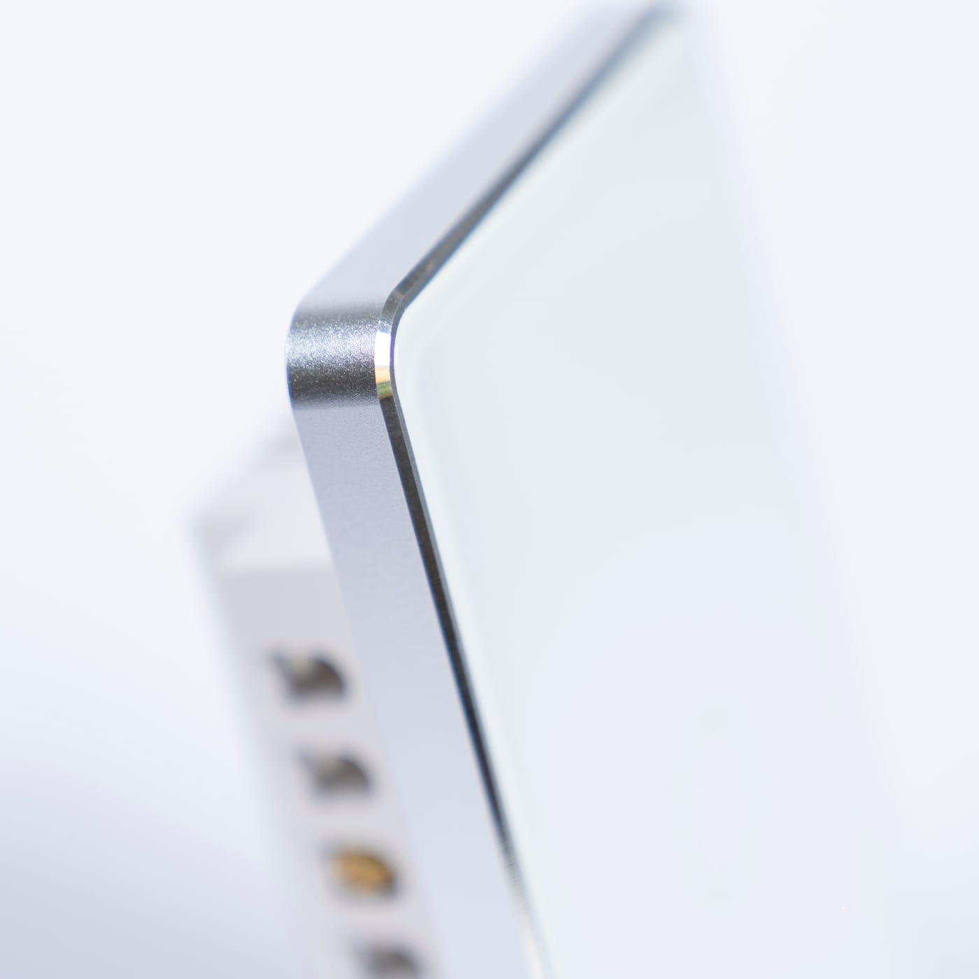 OSH 1 Gang Smart Light Switch white face silver frame detail view