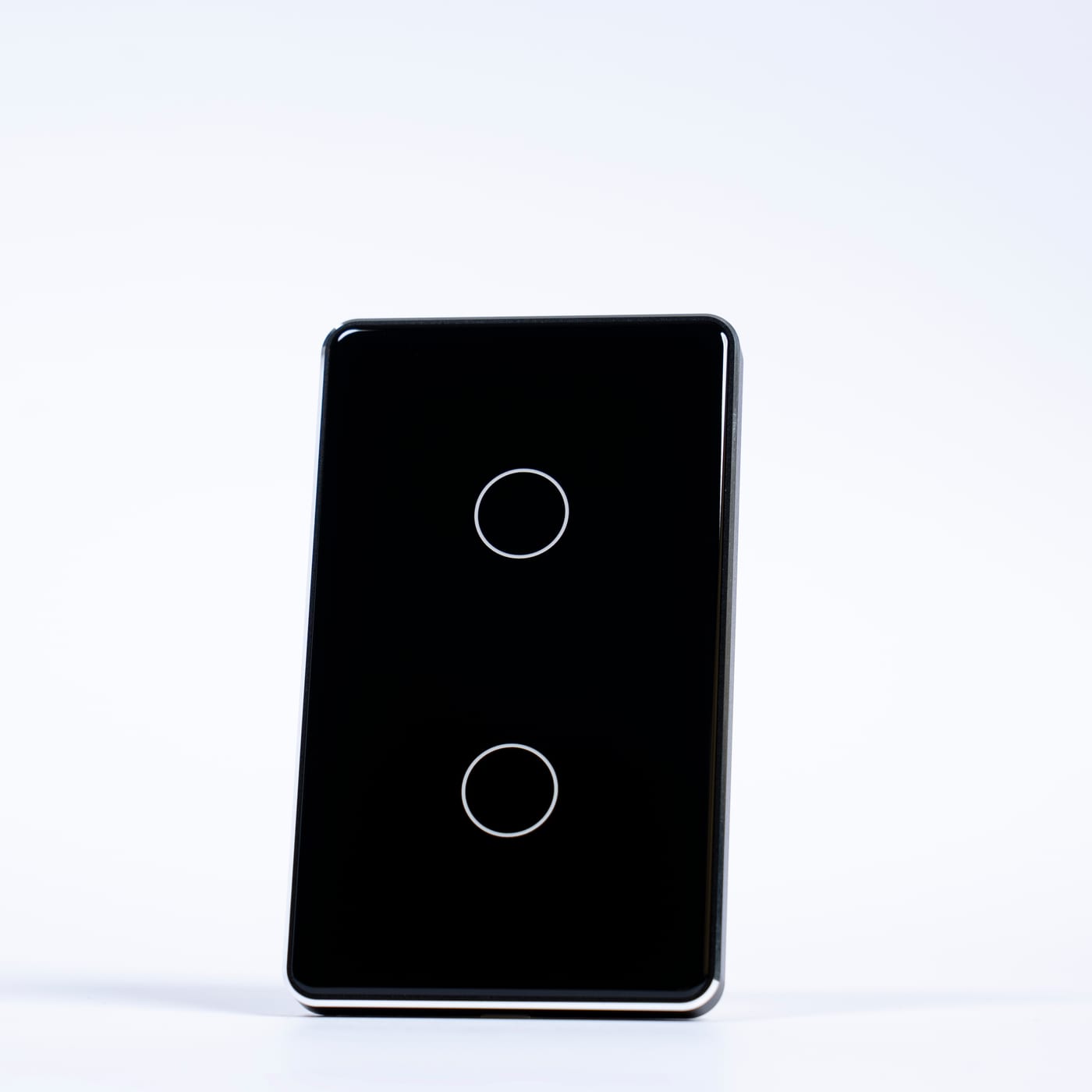 OSH 2 Gang Smart Light Switch black face black frame front view