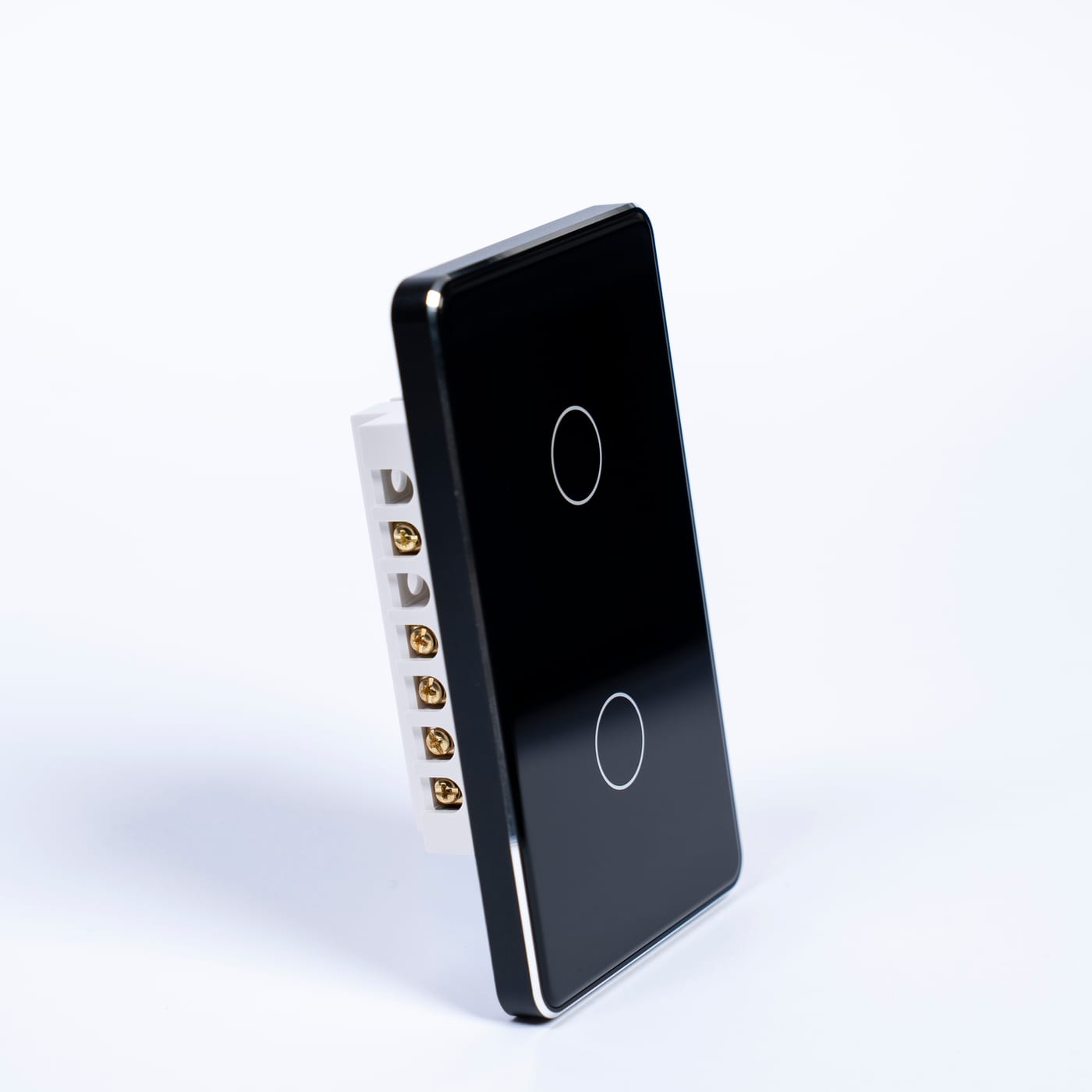 OSH 2 Gang Smart Light Switch black face black frame side view