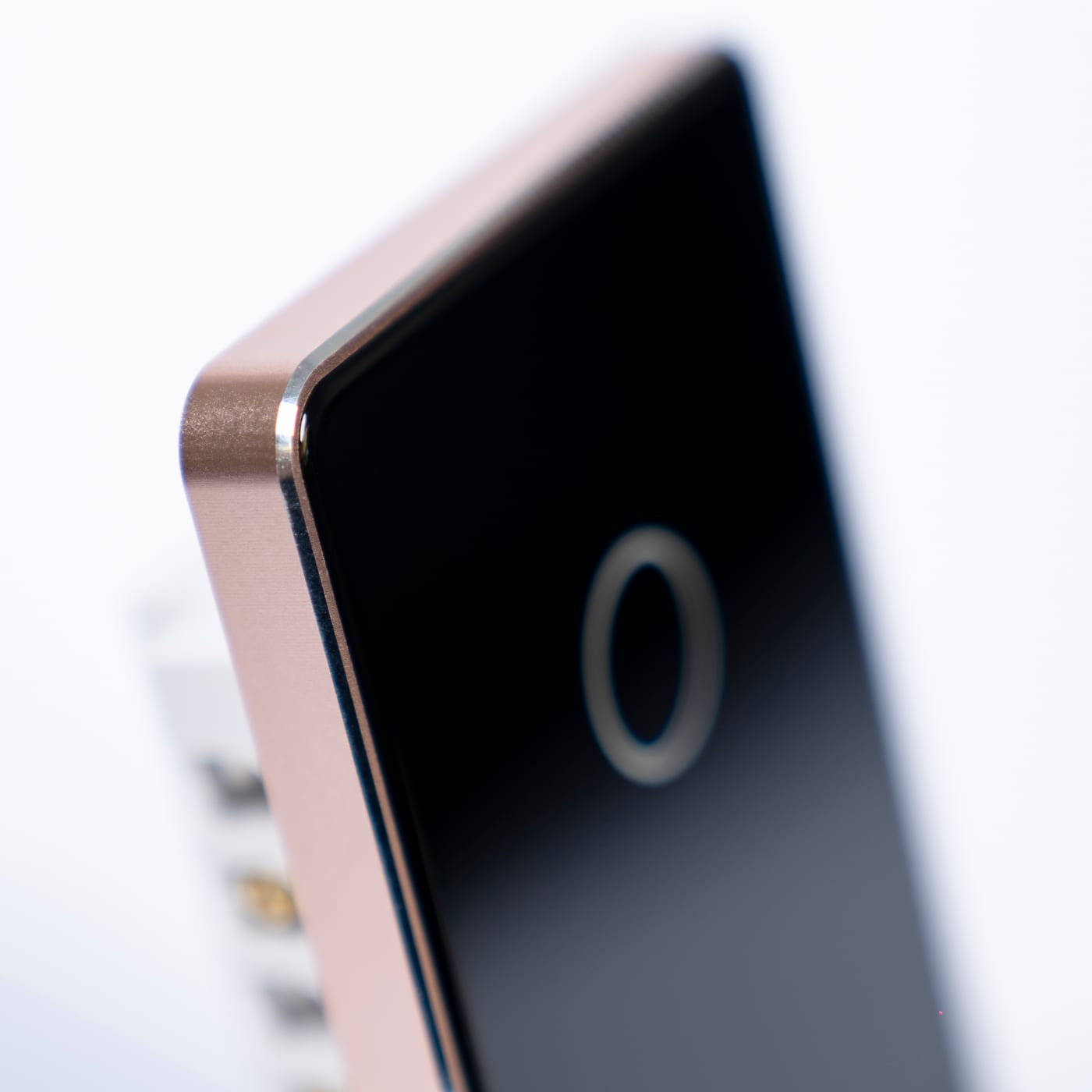 OSH 2 Gang Smart Light Switch black face gold frame detail view