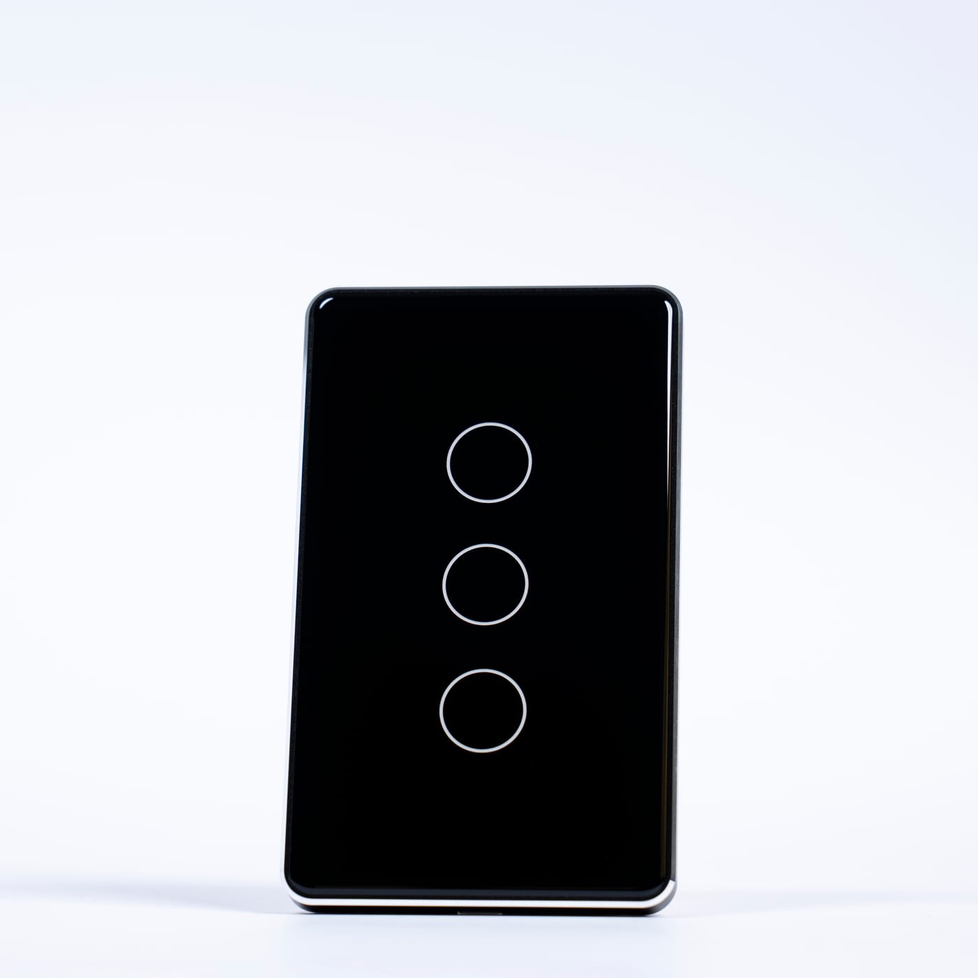 OSH 3 Gang Smart Light Switch black face black frame front view