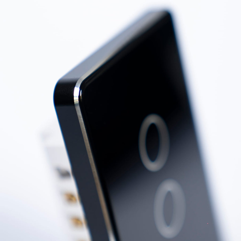 OSH 3 Gang Smart Light Switch black face black frame detail view