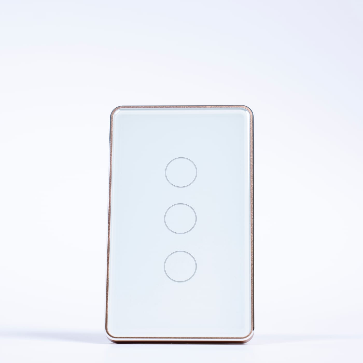 OSH 3 Gang Smart Light Switch white face gold frame front view