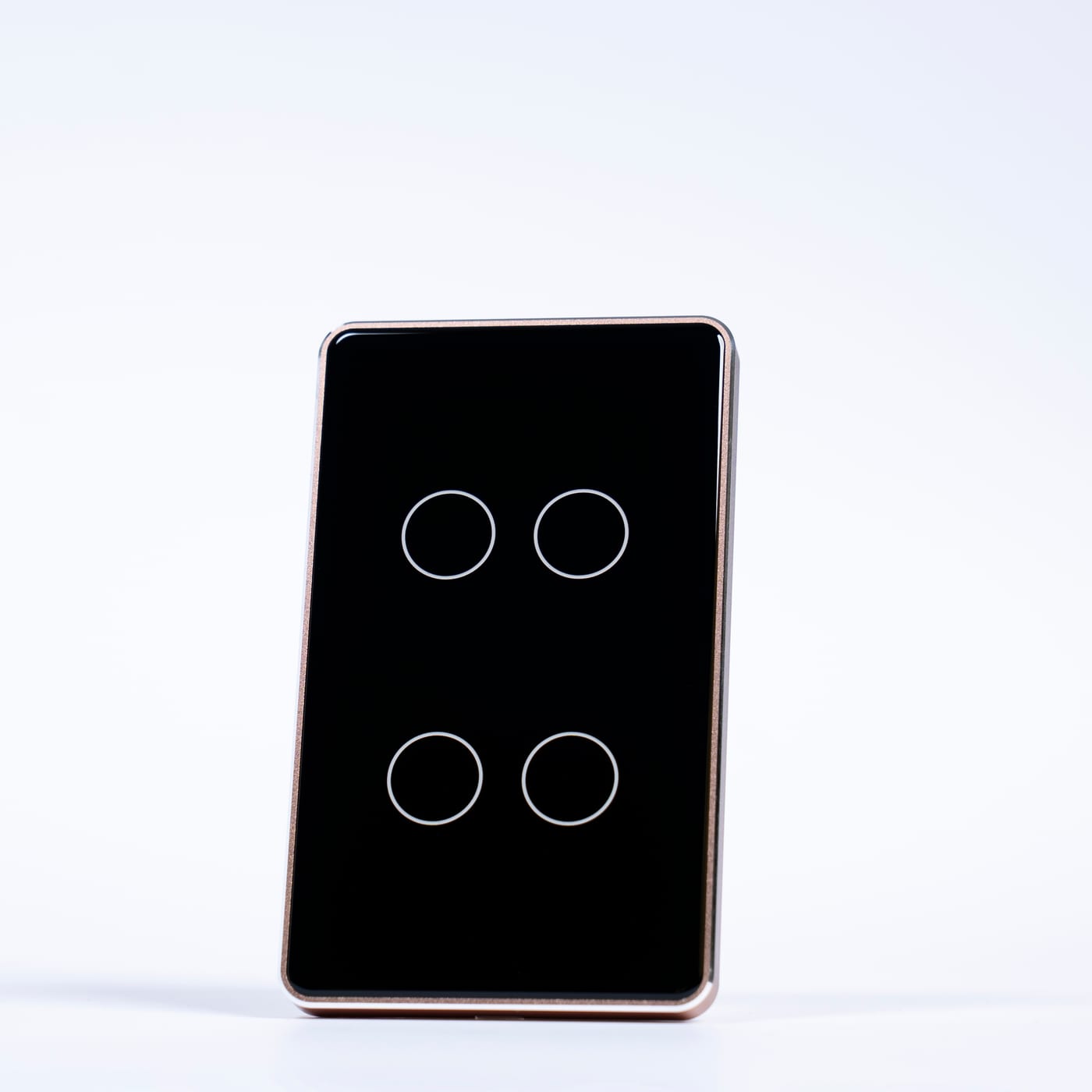 OSH 4 Gang Smart Light Switch black face gold frame front view