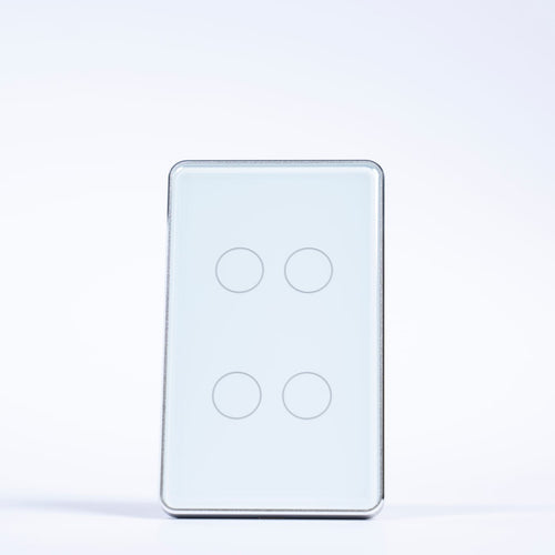 OSH 4 Gang Smart Light Switch white face silver frame front view