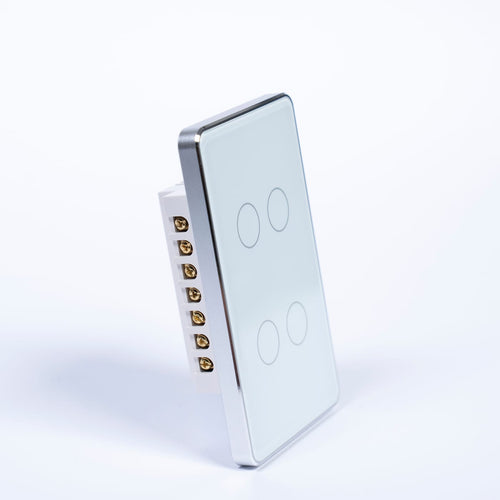 OSH 4 Gang Smart Light Switch white face silver frame side view